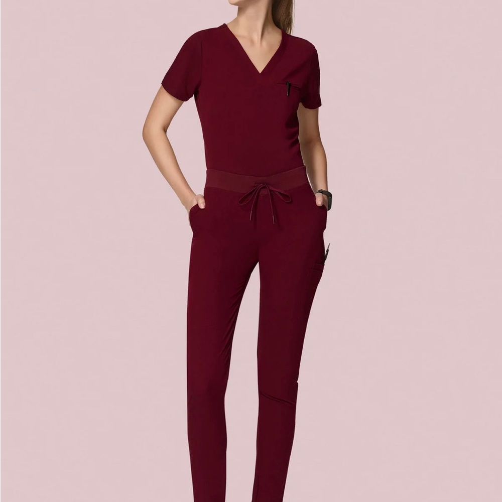 Mandala set of scrubs in wine. Medium bottom, small top.